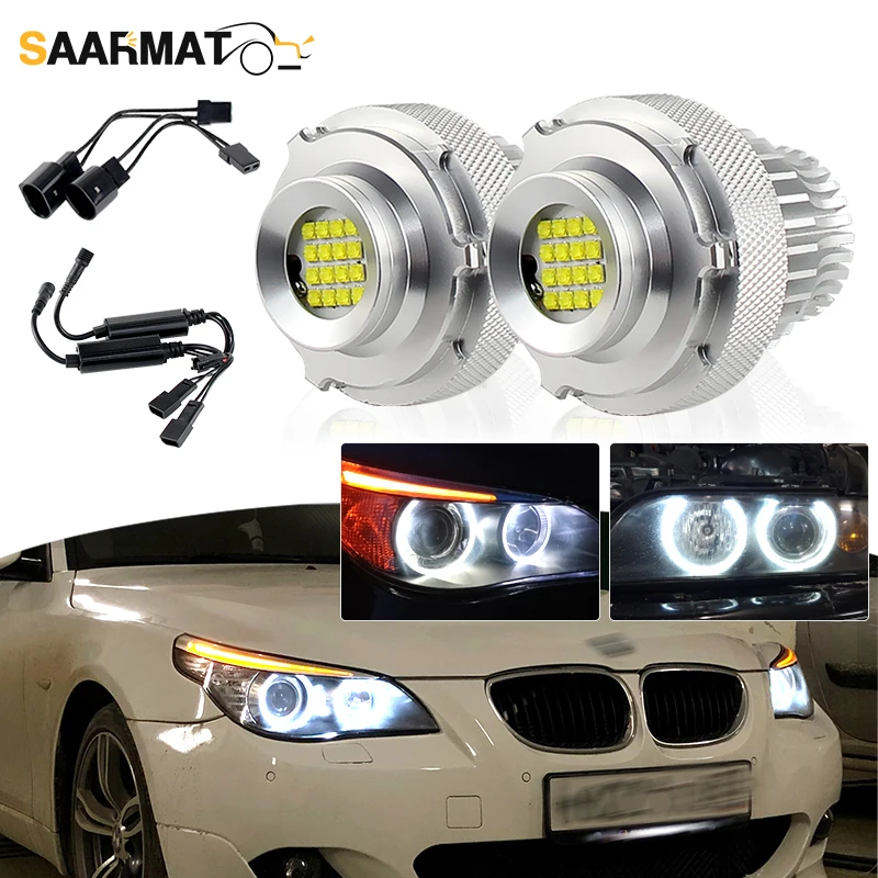 2 قطعة 160 واط عيون الملاك ضوء LED ماركر أضواء خطأ مجاني لسيارات BMW 5-Series E60 LCI سيدان E61 LCI بجولة 2007-2015 اكسسوارات