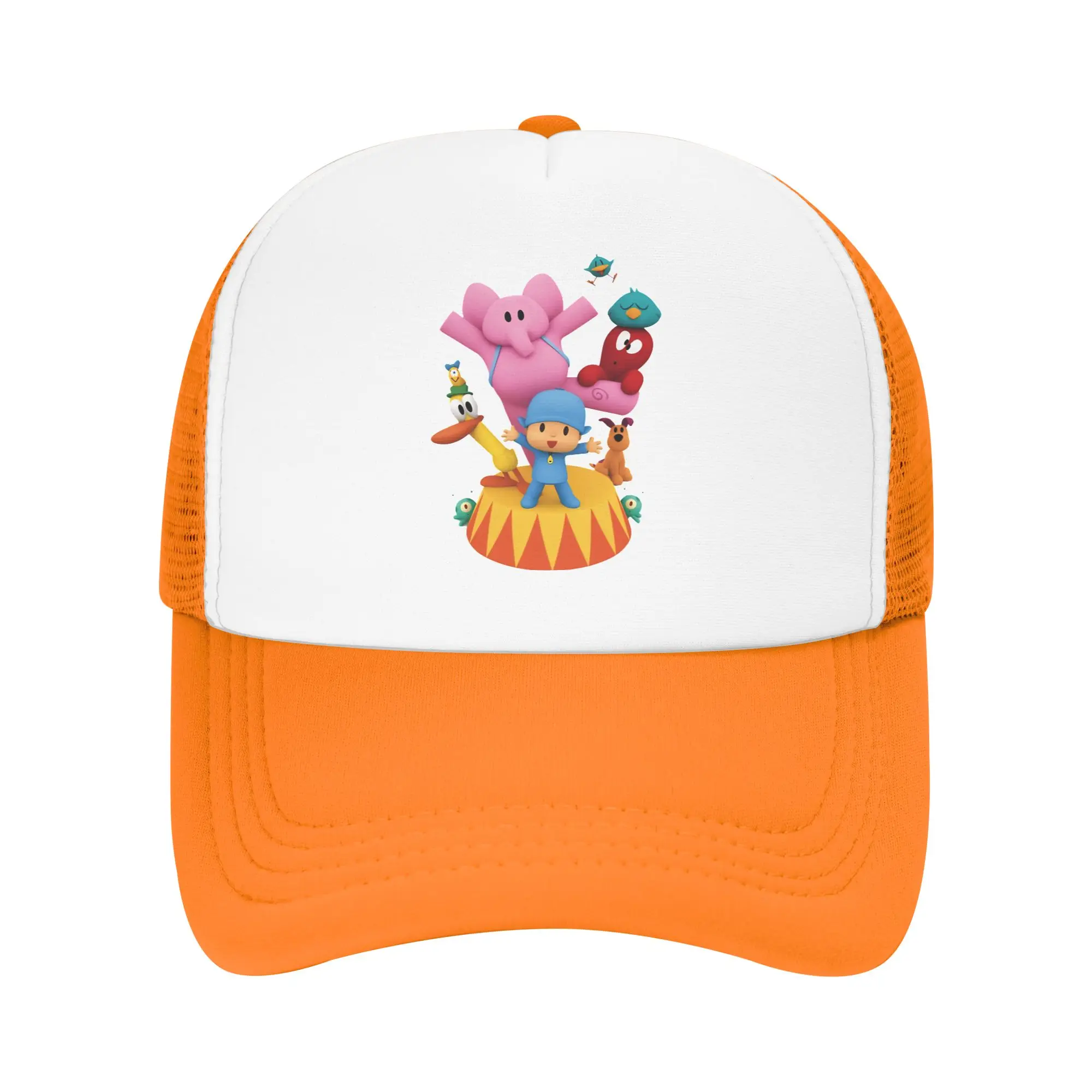 Pocoyoed and friends  Mesh Baseball Cap Unisex Hip-Hop Trucker Worker Cap Hat Adjustable Polyester Golf Hats Summer Trucker Hat