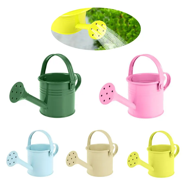 1Pc New Gardening Tin Small Kettle, Children's Multi-color Small Flower Pot, Iron Small Kettle