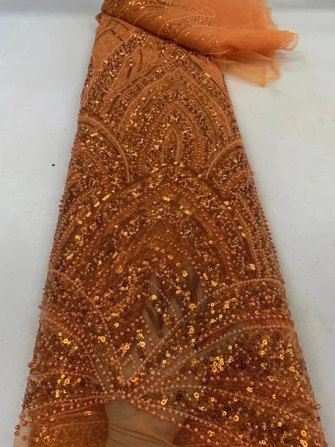 

French Lace Fabric Sequin Women Wedding Party Glitter Crystal Beads African Tulle Sequence High Quality Beaded Nigeria Net