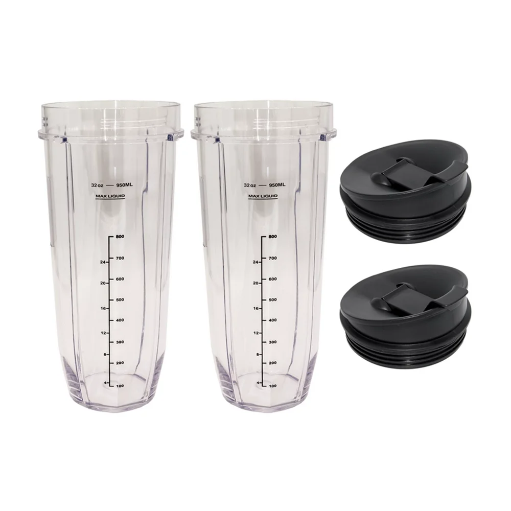 32OZ Cup with Sip N Seal Lids Compaible with Nutri Ninja Auto-iQ 1000W and Duo Blenders - Premium Blender Cups (2 Pack)