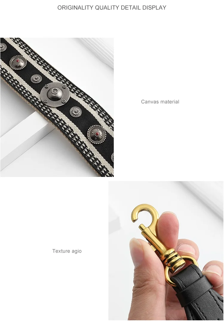 Vintage Rivet Width Shoulder Strap Leather Bag Part Accessories Apply To Saddle Bag Canvas Stripes Belt Shoulder Strap 105cm