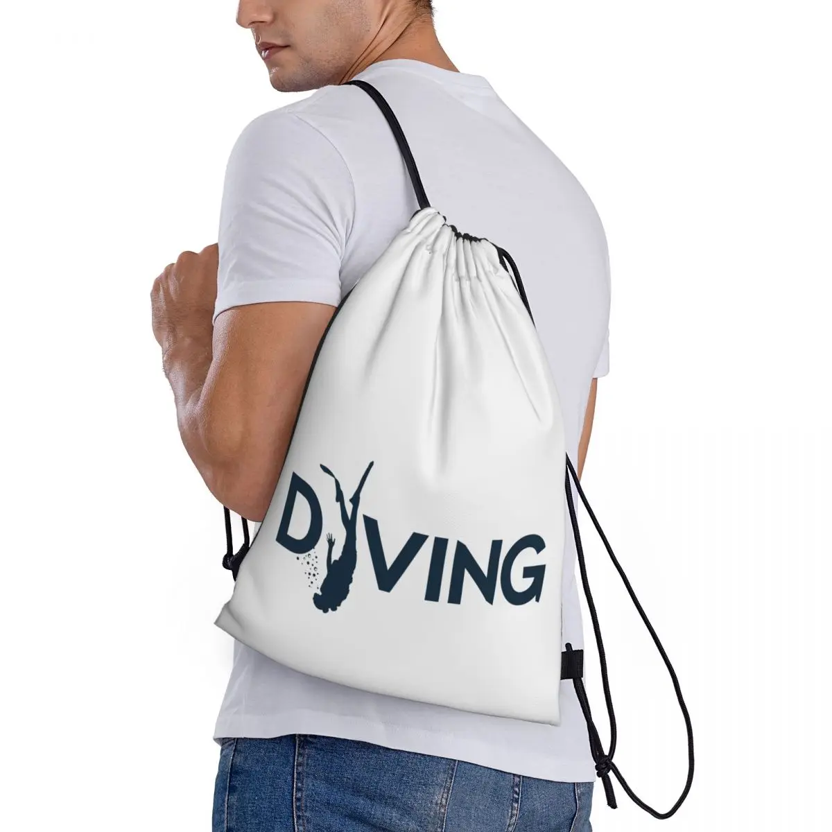 Divin Scuba Diving 10 Unique Drawstring Bags Gym Bag Field pack Picnics Backpack Funny Novelty