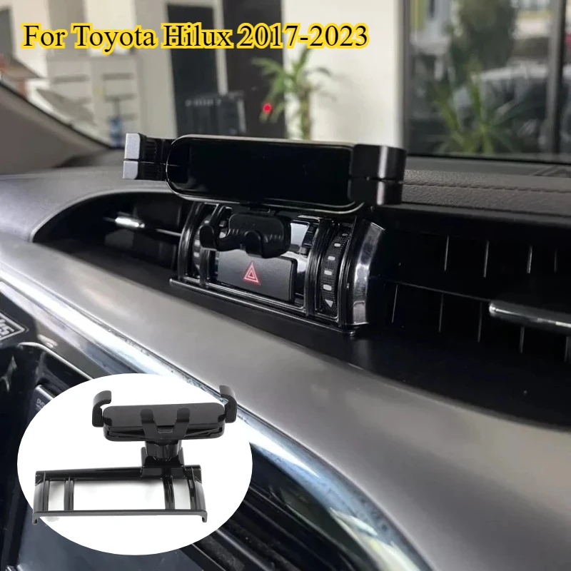 

For Toyota Hilux 2017-2023 ABS Black Car Car Phone Mount Holder Mobile navigation bracket decoration Interior Car Accessories