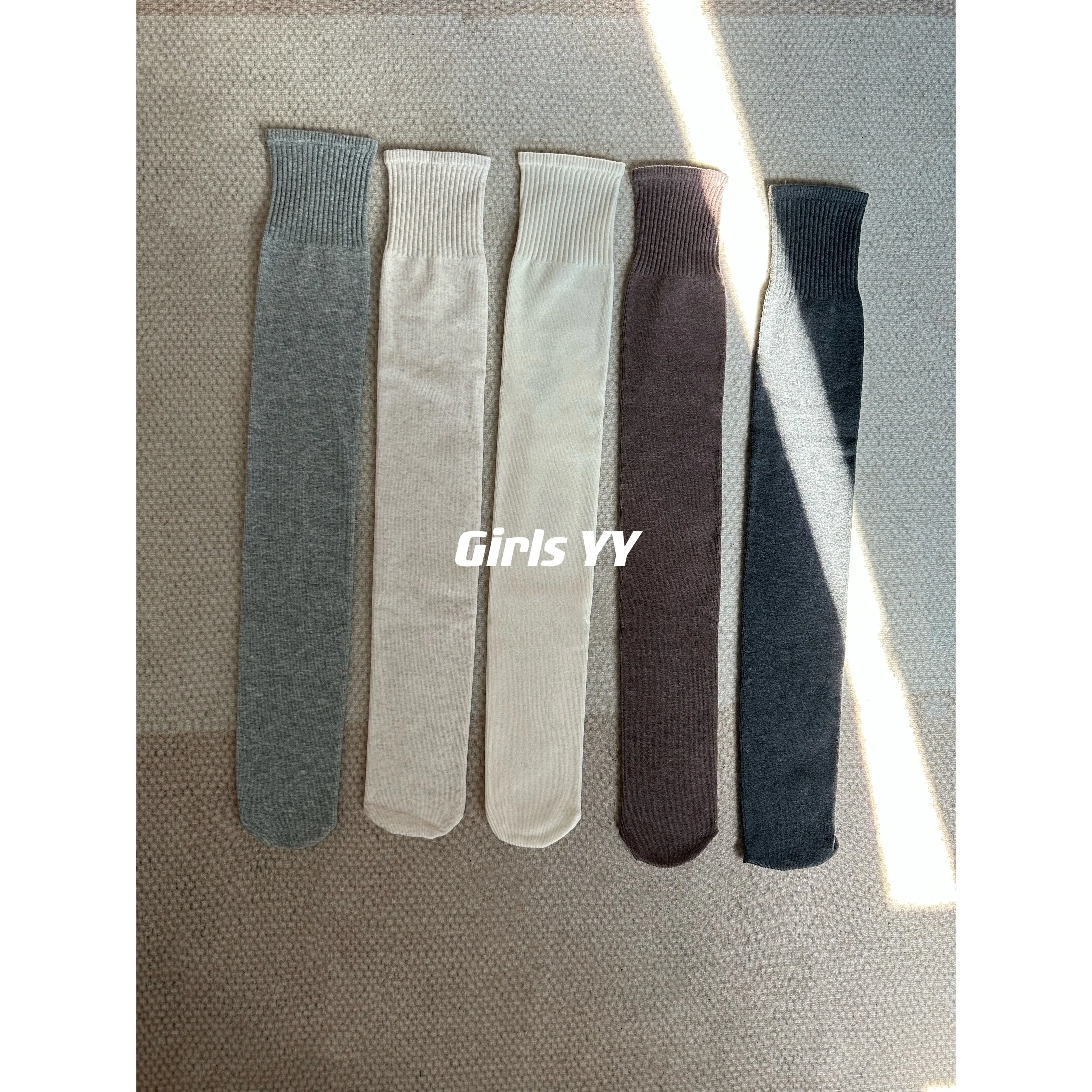 Stockings Women's Basic Style Solid Color Japanese Style Velvet Elastic Thickened Warm Autumn Winter Slimming Knee Socks Bandage