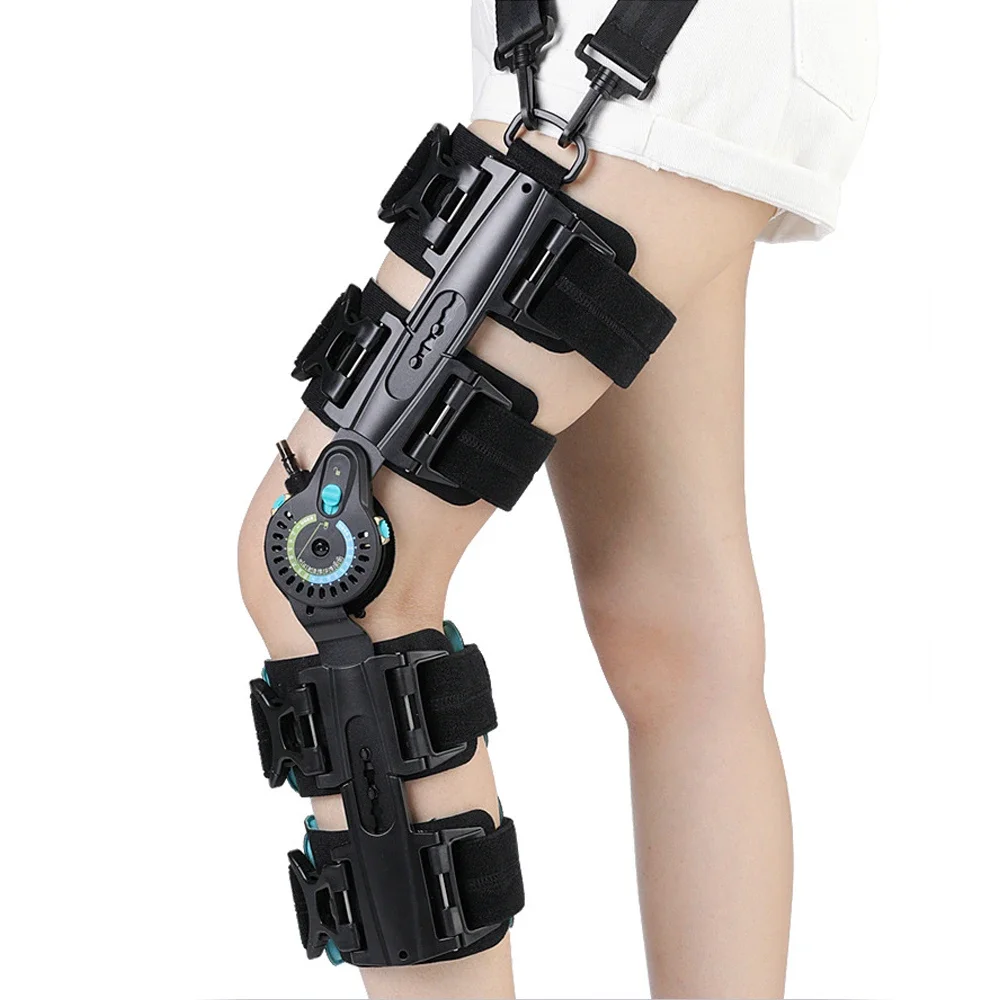 Hinged Knee Brace ROM Knee Immobilizer Leg Braces Orthopedic Patella Knee Immobilizer Brace Support Orthosis