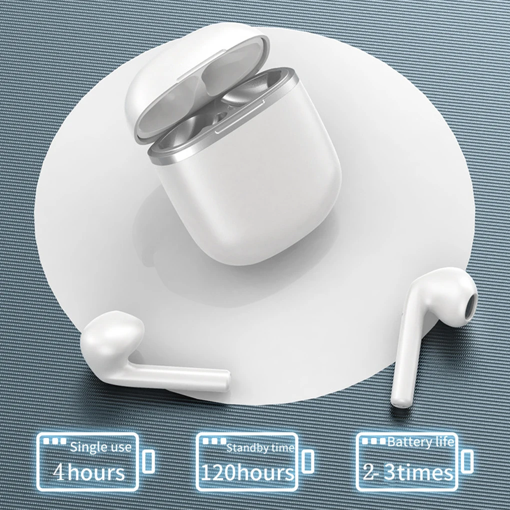 白いワイヤレススマートフォンヘッドフォン、ステレオサブウーファー、スポーツイヤホン