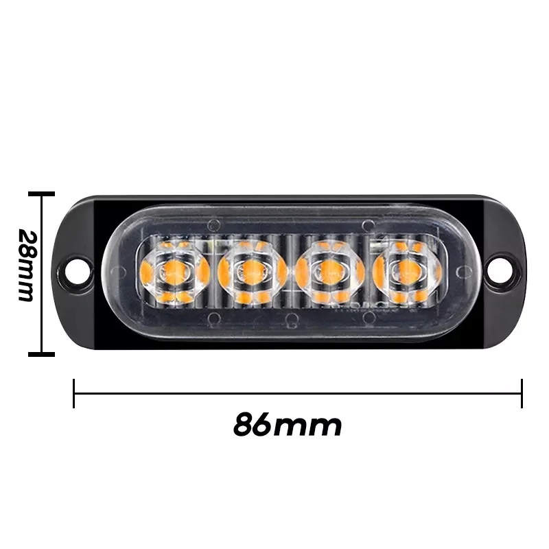 1pcs 4 LED Trailer Marker Light Strobe Warning Traffic Light Grille Flashing Car Beacon Lamp Waterproof Sealed for Truck Side