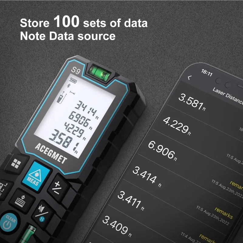 Real Time Data Sharing+Floor Plan Mapping Laser Tape Measure, 229 Ft Laser Measure, ±1/16