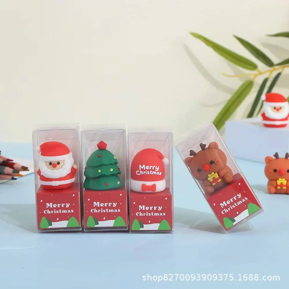 2026 عام عيد الميلاد براية أقلام لطيف دليل صغير لينة المطاط براية أقلام شجرة عيد الميلاد الإبداعية براية أقلام