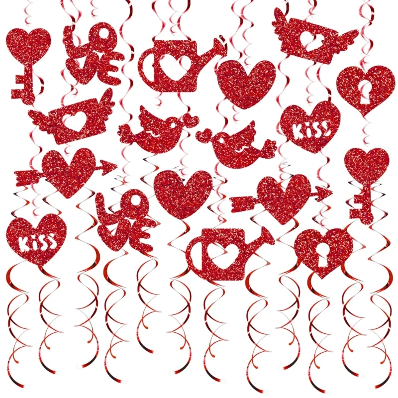 2025 New 30Pieces Delicate Heart Spirals Streamers Elegant Heart Swirls Streamers For Creating A Warm At Parties