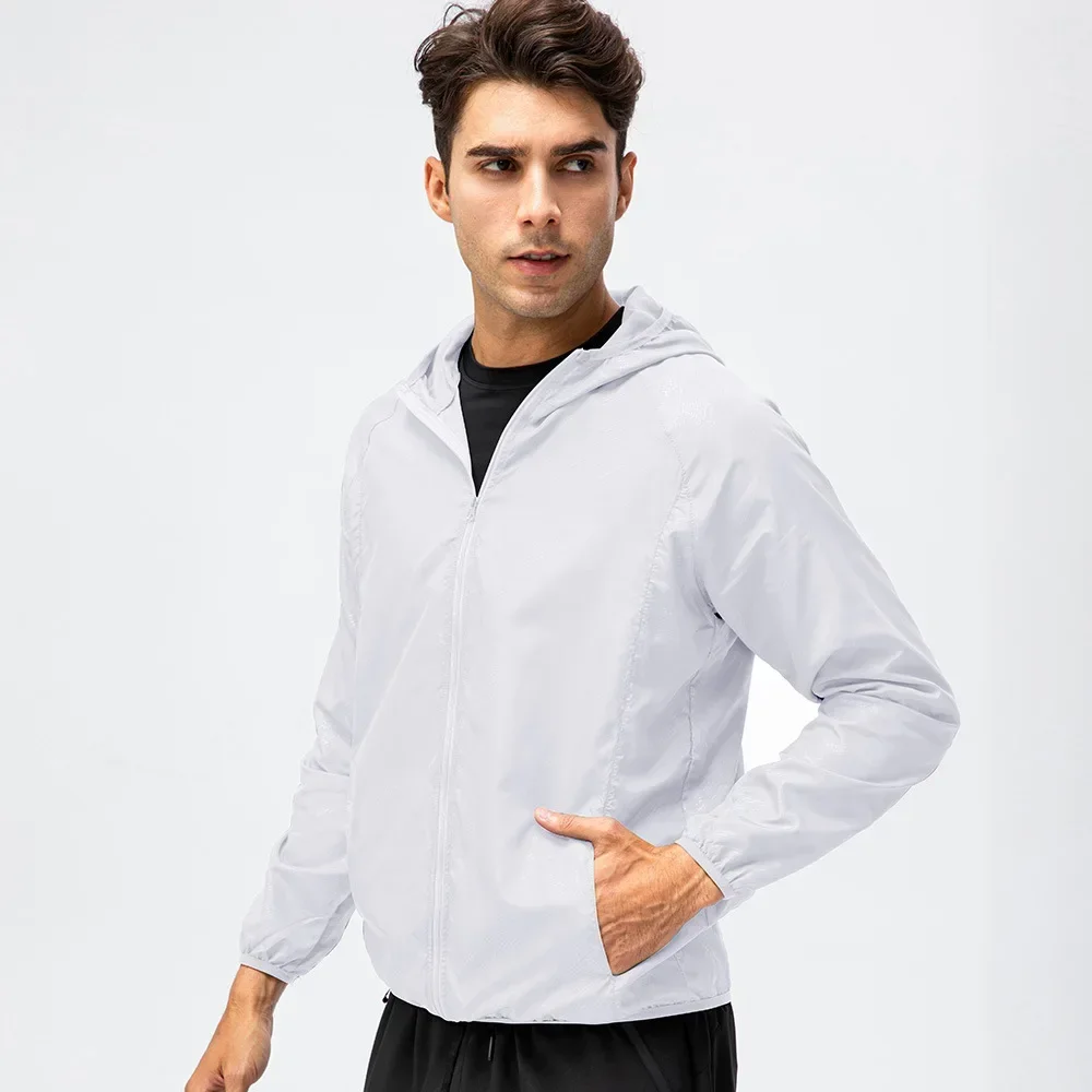 Men's Jackets Sports Running Top Outdoor Zipper Coat Hoodie Lightweight Outwear Waterproof Windproof Long Sleeve Workout Jacket