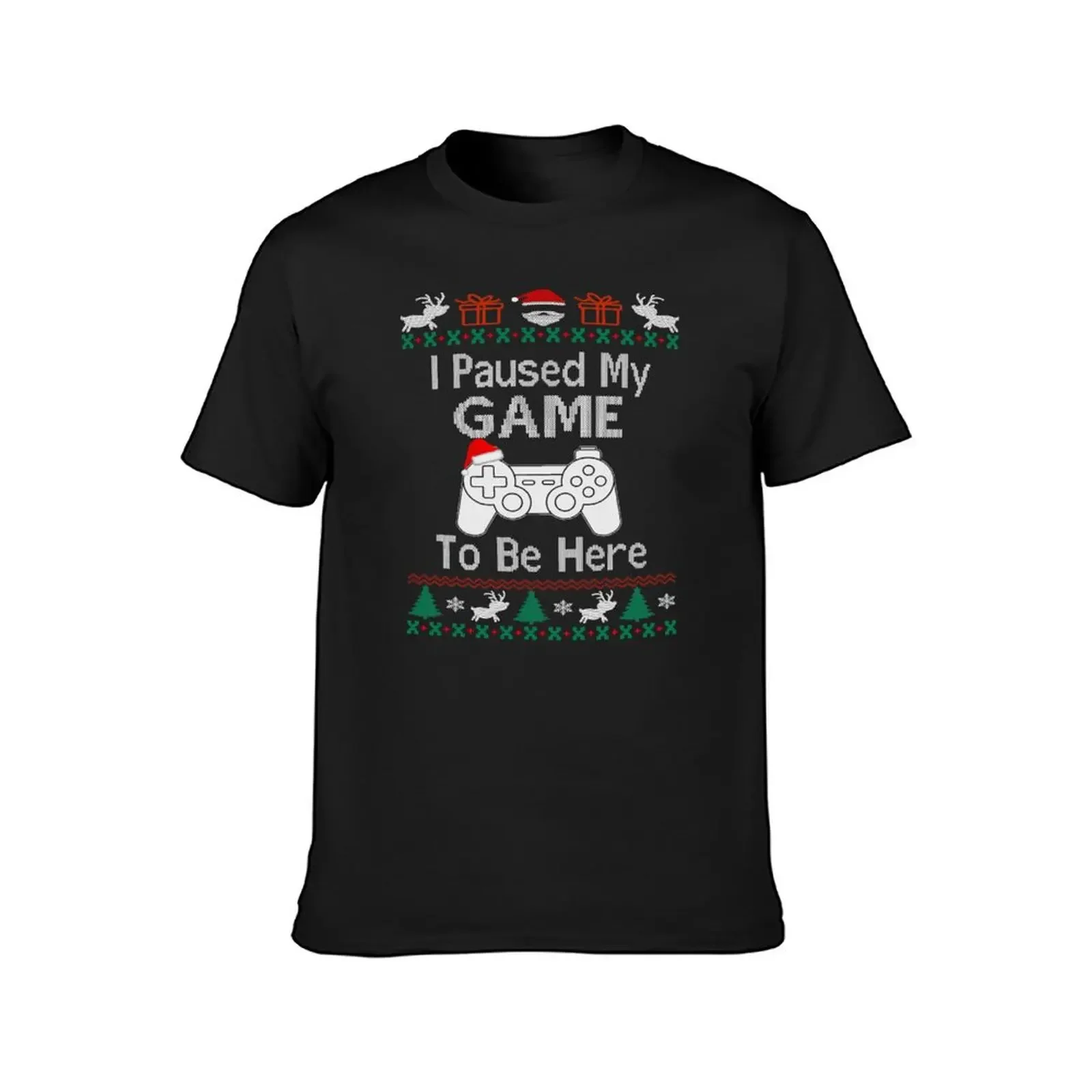 I paused my game to be here ugly christmas sweater T-Shirt animal prinfor boys korean fashion oversized Blouse men workout shirt