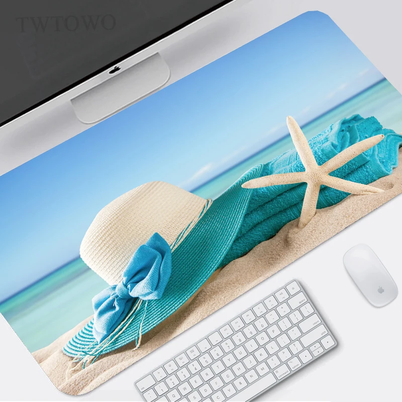 Podkładka pod mysz Blue Sky Beach Gaming XL Nowa, duża, personalizowana podkładka HD XXL Mata pod mysz biurowa z naturalnej gumy, miękka, antypoślizgowa, do laptopa — zdjęcie produktu 2