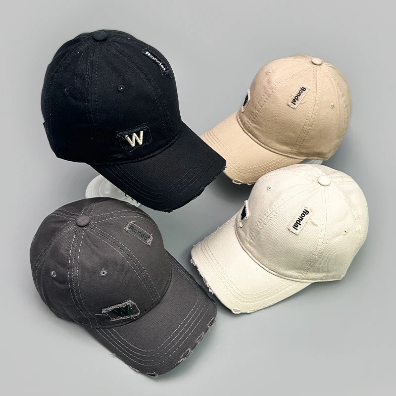 

Personal Embroidered Letters Baseball Hats Korean New Men Woman Broken Breathable Sunshade Retro Versatile Fashion Snapback Caps