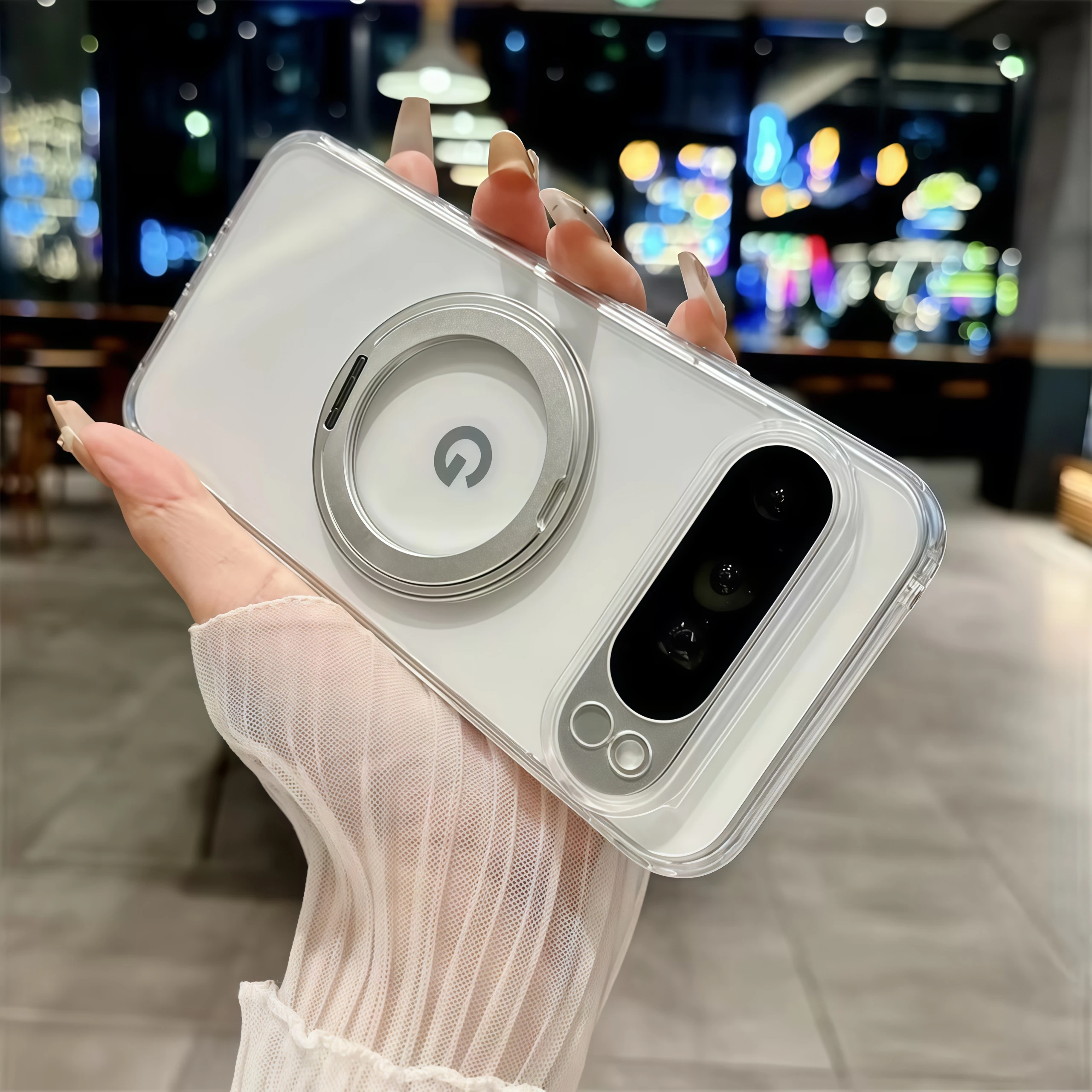 Image of 360° Drehbare Halterung Hülle für Google Pixel 10 9 Pro XL 8 7 6 Pro 10a 9a 8a 7a 6a Magsafe Matt Transparent Ständer Stoßfeste Abdeckung
