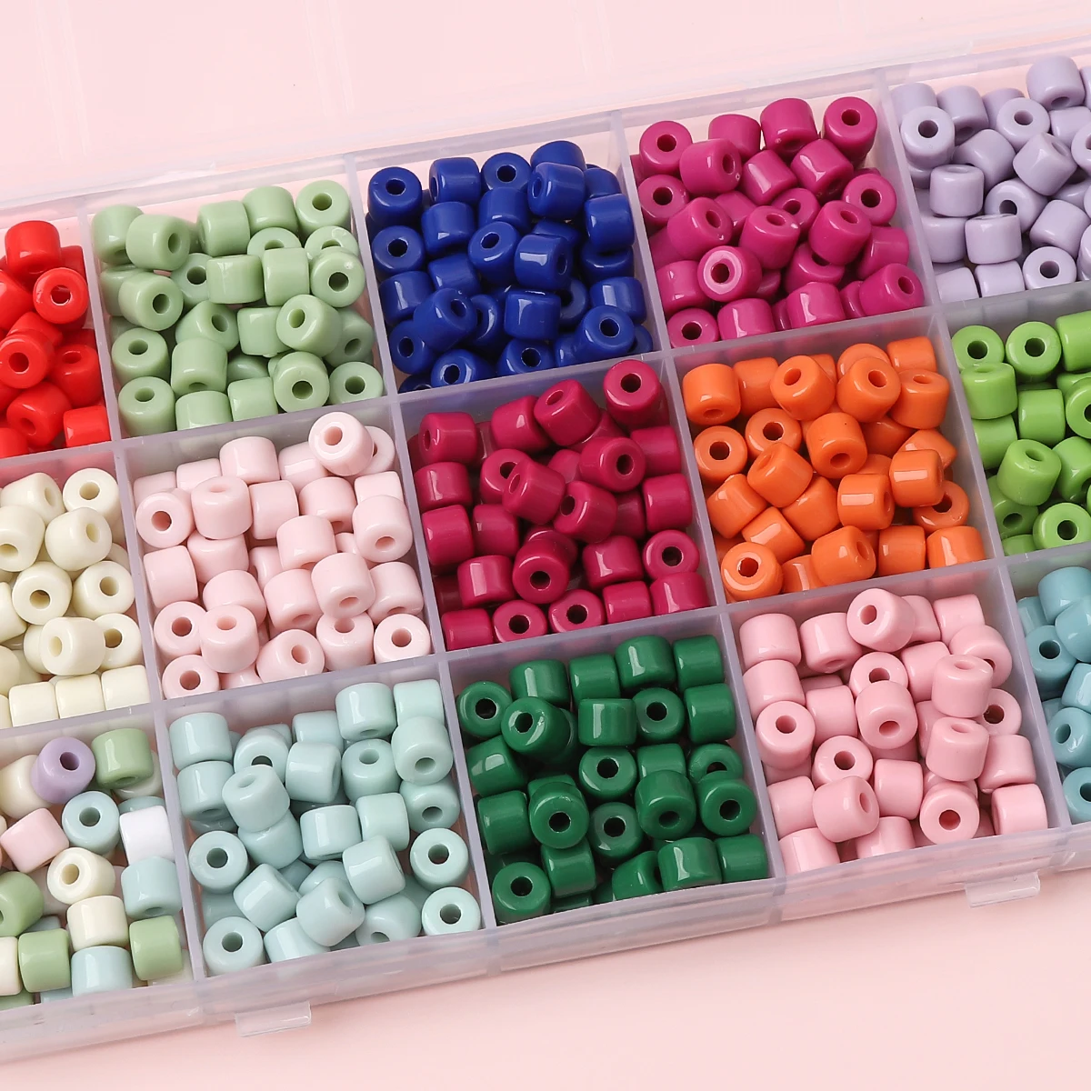 50/100Pcs 6x5mm Small Cylinder Acrylic Beads Solid Color Bucket Beads For Jewelry Making Diy Bracelets Necklace Crafts Materials