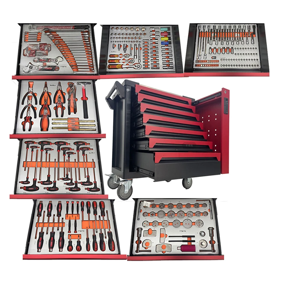 322 PCS Steel Metal Workshop Tool Sets 7 Drawers Trolley Chest Storage Cabinet OEM Supported For Auto Repair Hand Tools