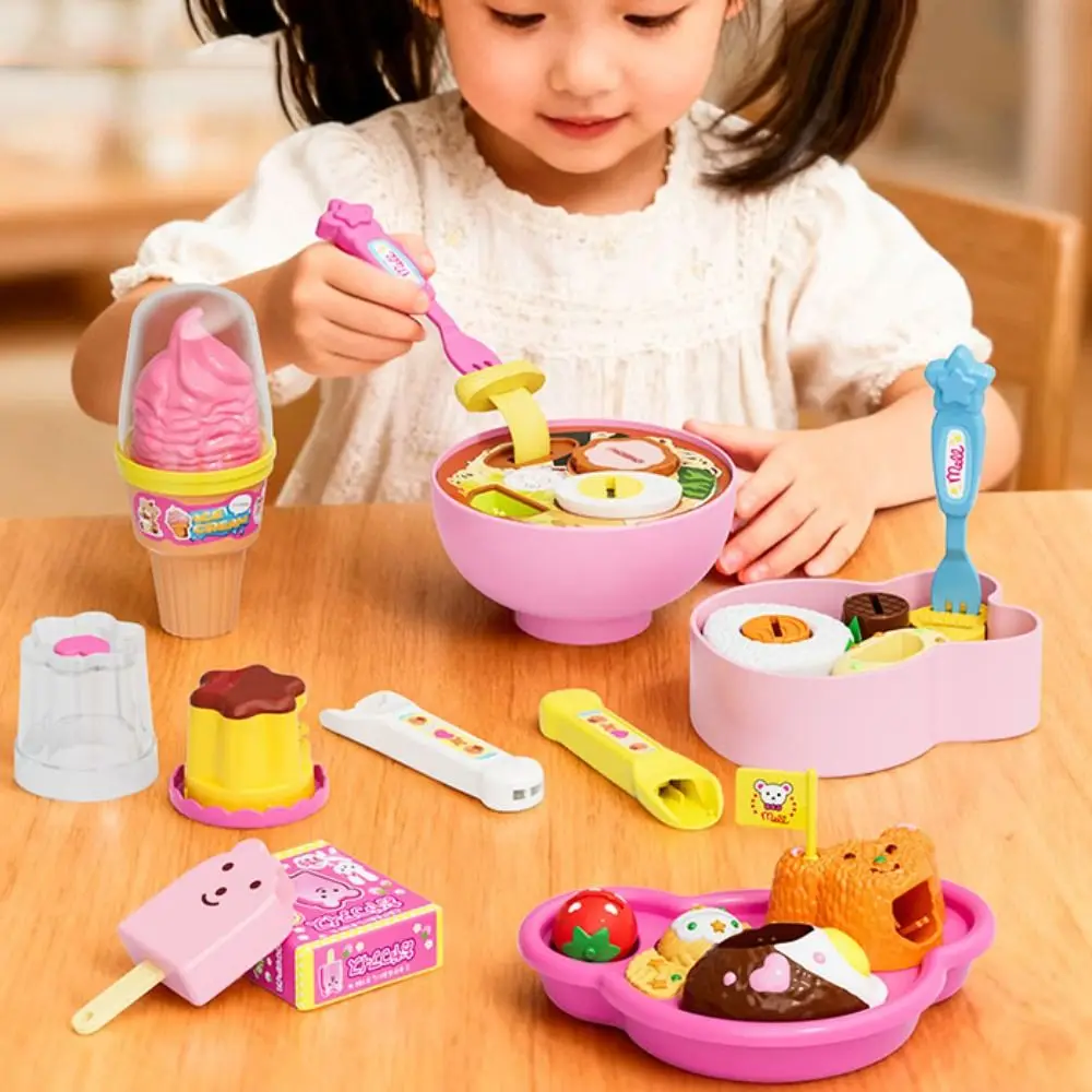 

6pcs/set Little BearShape Pudding Feeding Set Simulation Model Pretend Play Lunch Box Pudding Role Play Kawaii Play House