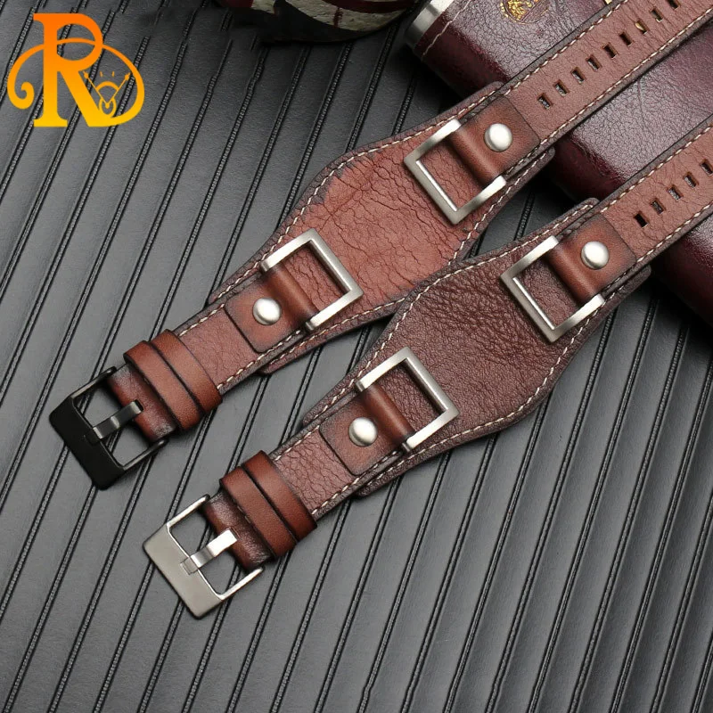 Cowhide strap For Fossil JR1157 Watchband 24mm Men Watch Band Strap High Quality Vintage Bracelet Retro Style Brown Black