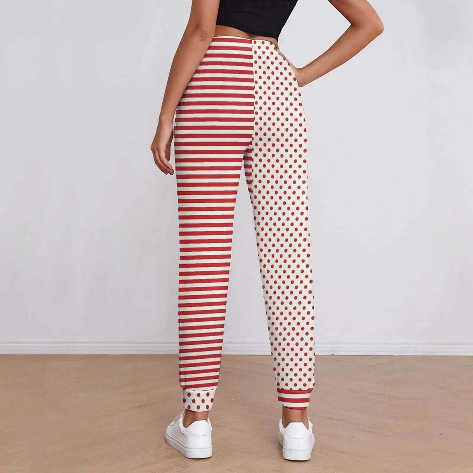 Striped Polka Dot Pants Women Two Tone Street Style Sweatpants Spring Casual Custom Trousers Big Size 2XL