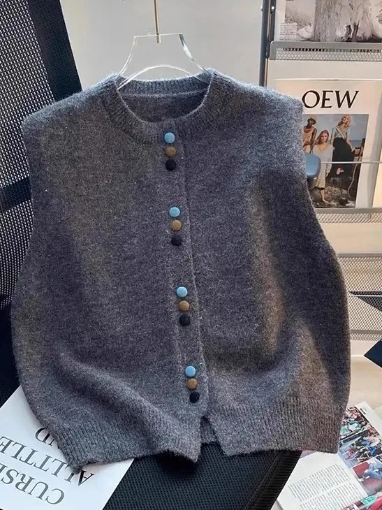 

Large Size 300 Pou Soft Knitted Vest Men's Casual Sle Comfortable All-Match Beautiful Loose Fit round Ne Svel Top