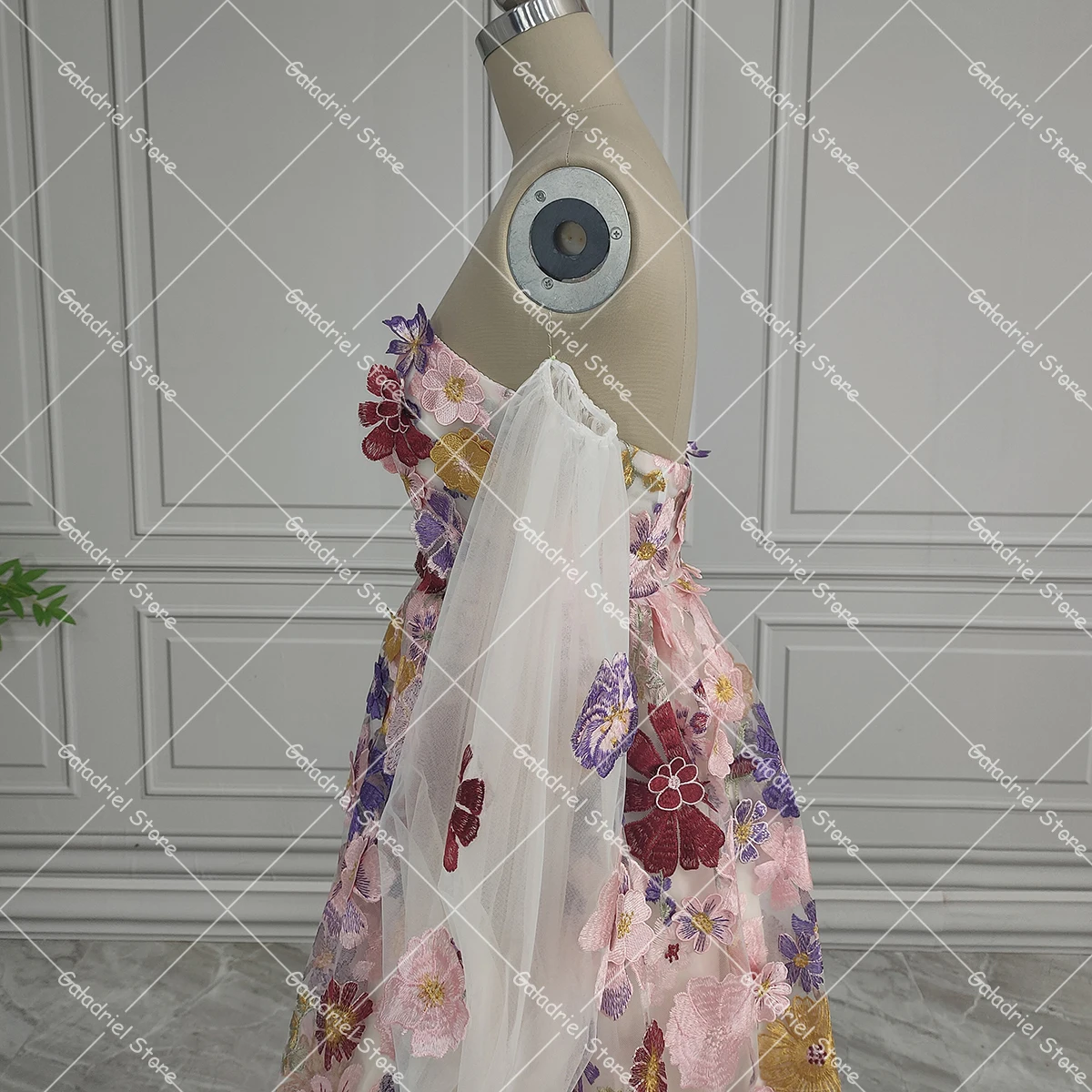 Mini robe de Rhbrodée à manches longues, sur mesure, fleurs d'andr, dentelle 3D, sans bretelles, chérie au-dessus du genou, robe de soirée cocktail