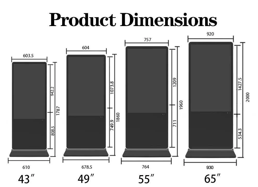 50-Zoll-Bodenstehpaneel mit Touchscreen, LED-Digitalbeschilderung und Display, Werbeausrüstung, Player für Gebäude oder Einkaufszentrum