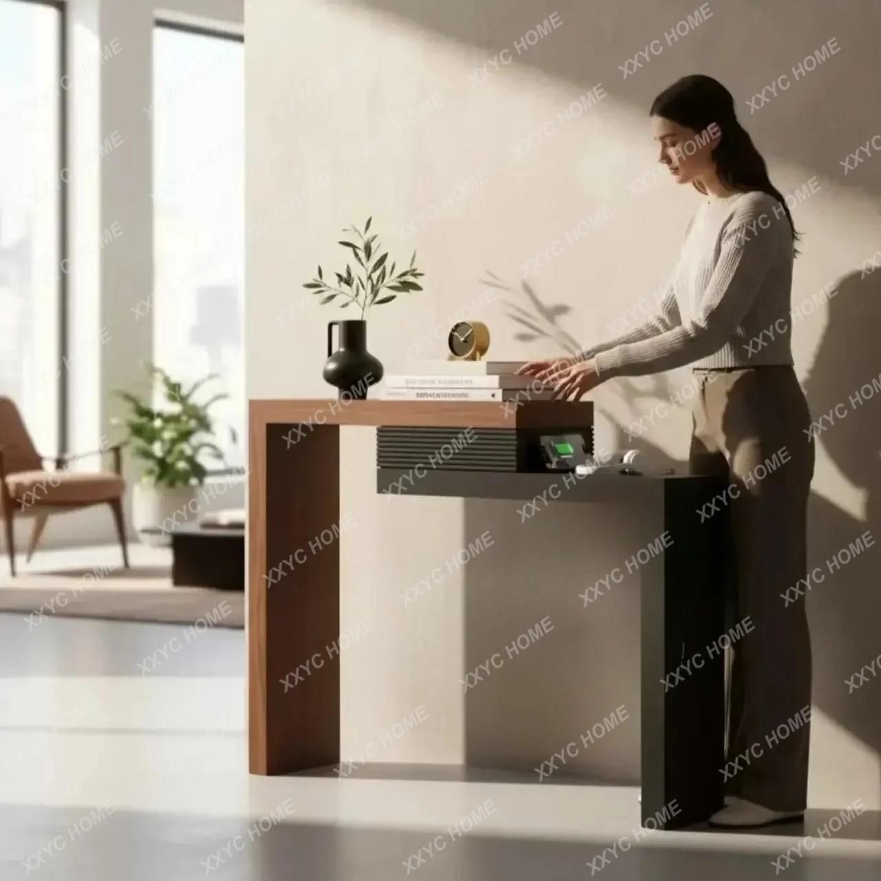 XX Entrance table foyer color matching Entrance table simple wall long case solid wood decoration