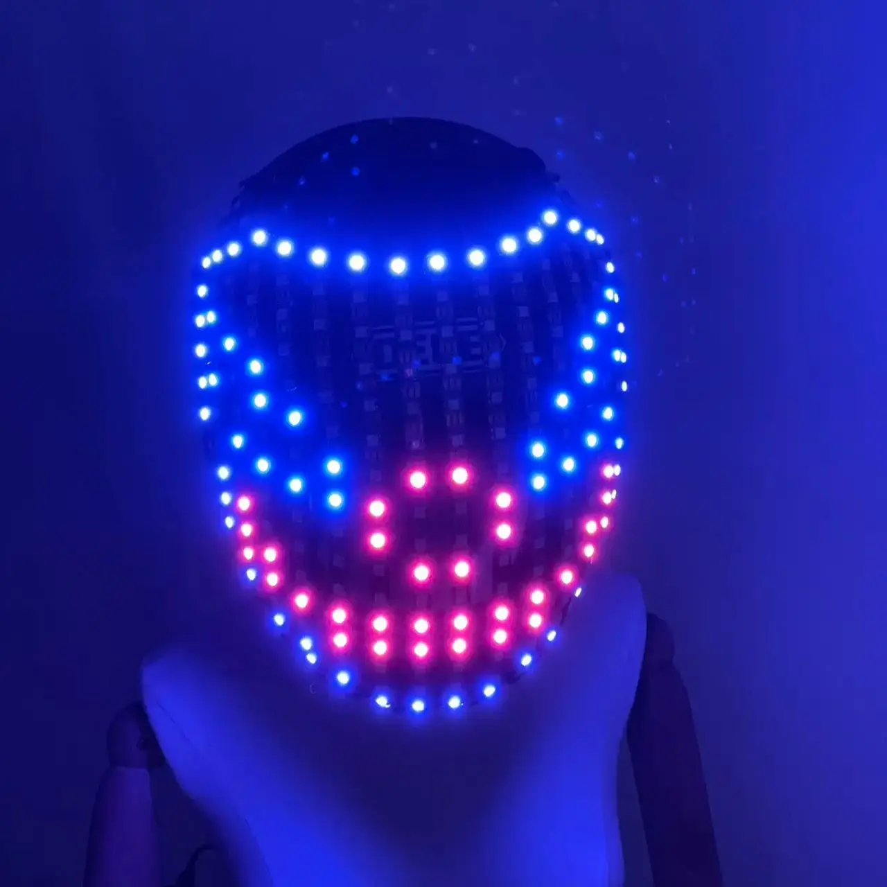 LED Helmet USB Rechargeable Flashing Light Up Multicolor DJ Rave Party Helmet for Christmas Holiday Dance Show Performance Wear