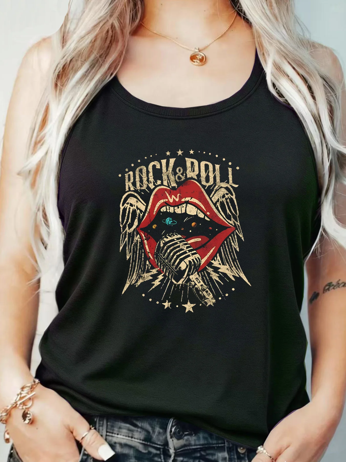 

Loose Fit Printed Pocket T-Shirt for Women with Ribbed Collar round Neck 1-8XL plus Size Comfortable Casual Vest