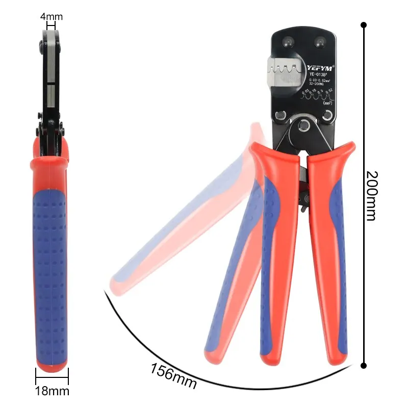 Micro Connector Crimping Tool YE-013BR For XH2.54/PH2.0/ZH1.5 D-Sub,Open Barrel Suits Molex,JST Pliers 0.03-0.5mm²/32-20AWG