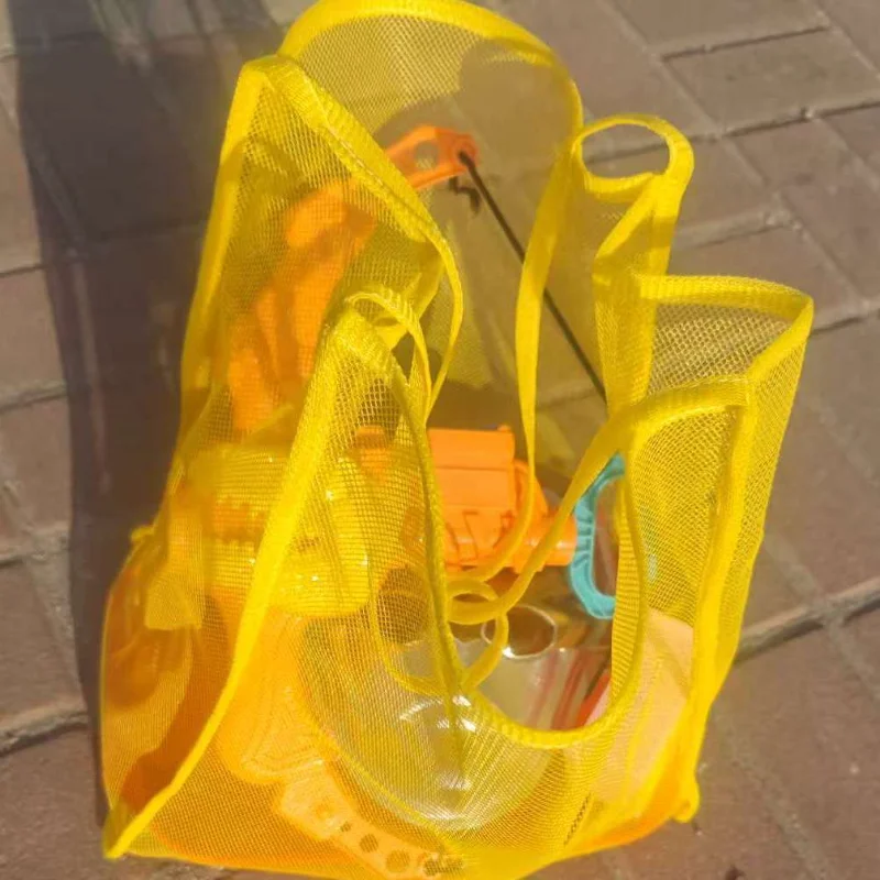 Large Capacity Mesh Beach Bag Durable Solid Color Sturdy Handles Travel Beach Vacation Camping Multi Purpose Storage Heavy view 4