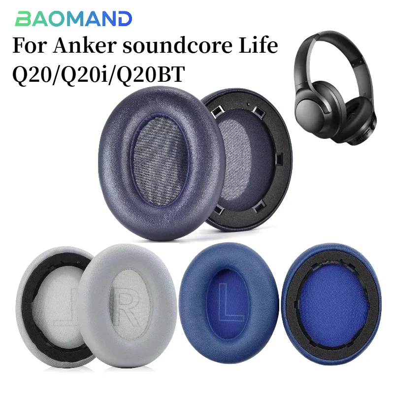 

Replacement Cooling Gel Football mesh memory sponge Ear Pads For Anker soundcore Life Q20/Q20i/Q20BT Headphones