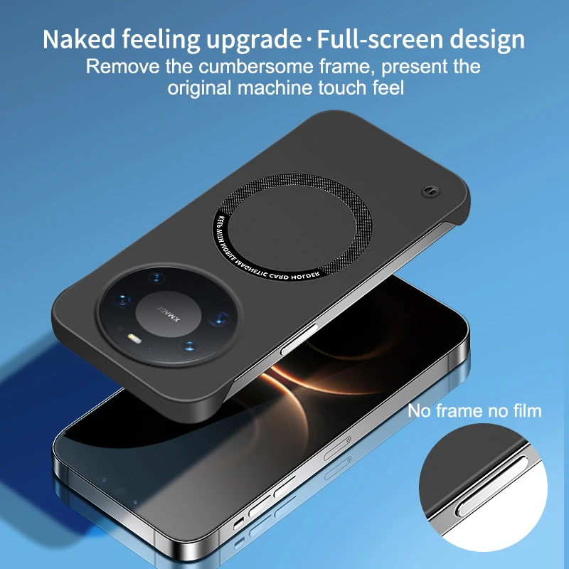 For Huawei Mate 80 Pro Max Frameless Magnetic for Magsafe Hard PC Phone Case for Mate80 Wireless Charging Matte Cover Ultra Thin