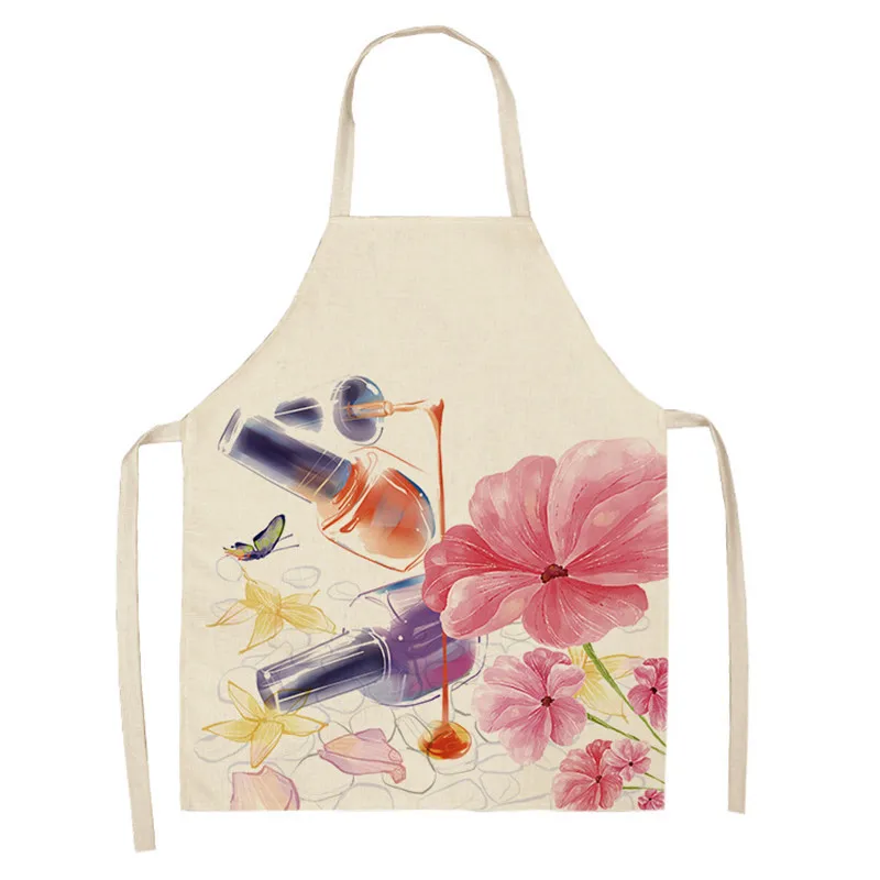 Makeup Pattern Women Aprons Household Cleaning Cotton Linen Pinafore Salon Home Cooking Baking Bib Adult Sleeveless Apron