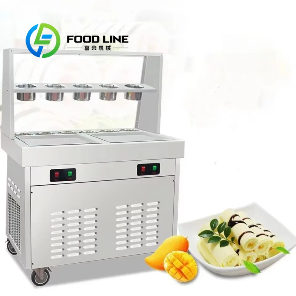 Summer Hot Sale Thai Ice Cream Roll Machine Quick Make Fresh Cold Dessert Meet Customer Instant Cold Food Demand