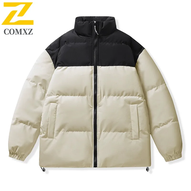 

COMXZ 2025, новое зимнее модное двухсекционное модное стильное пуховое хлопковое пальто для пары, толстая теплая свободная мужская стеганая куртка