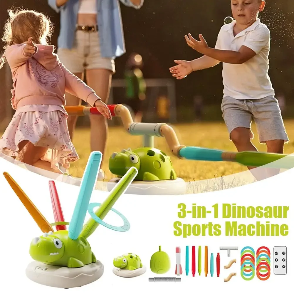 Machine de sport dinosaure 3 en 1, jouet d'entraînement sensoriel pour enfants, corde à sauter intérieure et extérieure, jeu interactif de lancer d'anneaux