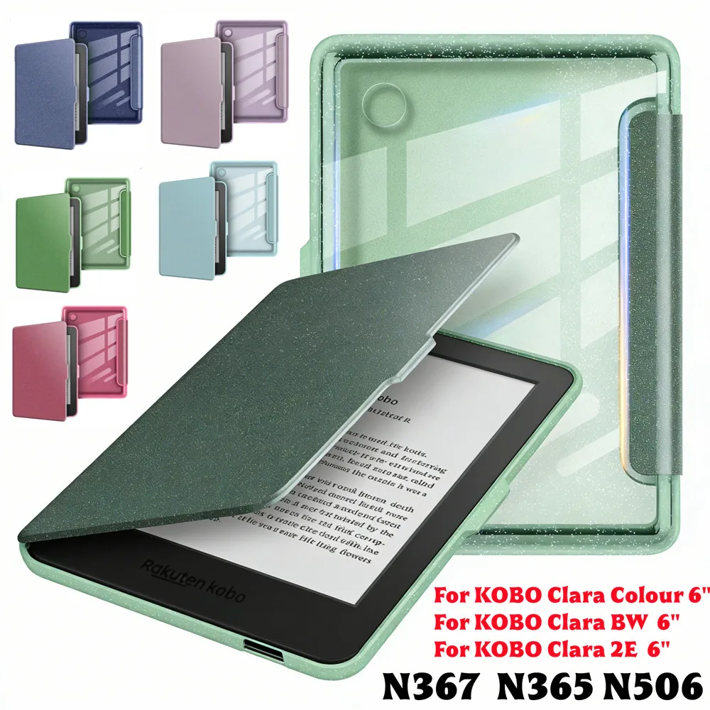 Glitter PU Leather Magnetic Case For Kobo Clara BW / Clara Colour Color 6'' 2024 2E N365 N367 N506 Ebook Auto Wake Sleep Cover