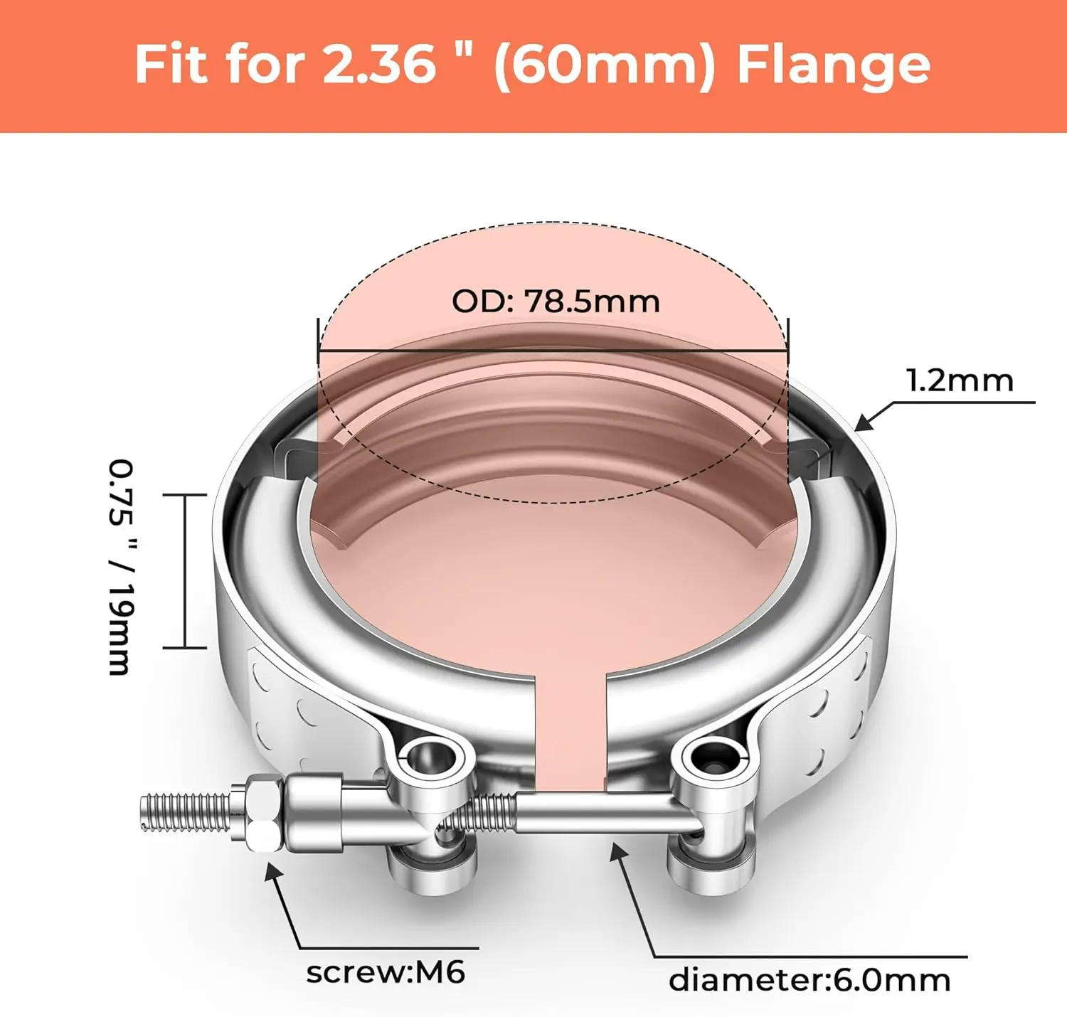 304 Stainless Steel 2.36 Inch 60mm Standard V Band Clamp Intercooler Turbo Exhaust Downpipe Vband Pipe Clamp Automotive V Clamp