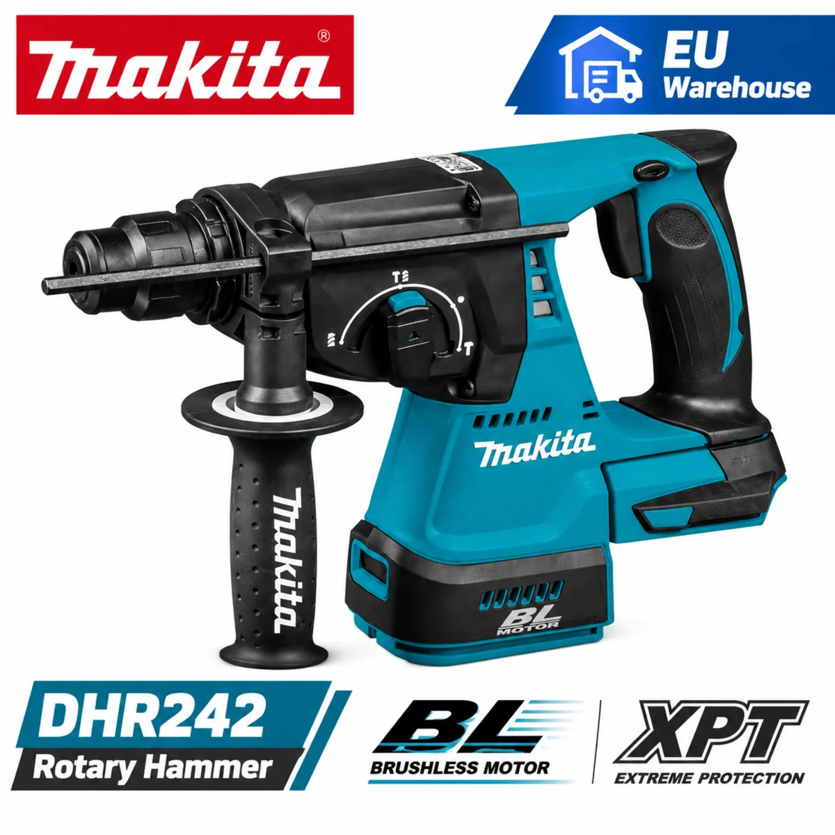 Incluye batería de litio Bl1860B Bl1840 de 6.0Ah, taladro percutor rotatorio SDS Plus sin escobillas Makita Dhr242 18V Lxt original, 24mm