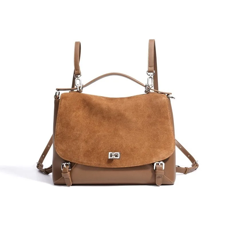 Vintage Work Backpack for Women Genuine Leather Large Capacity Convertible Strap Early Spring Autumn Winter Luxury