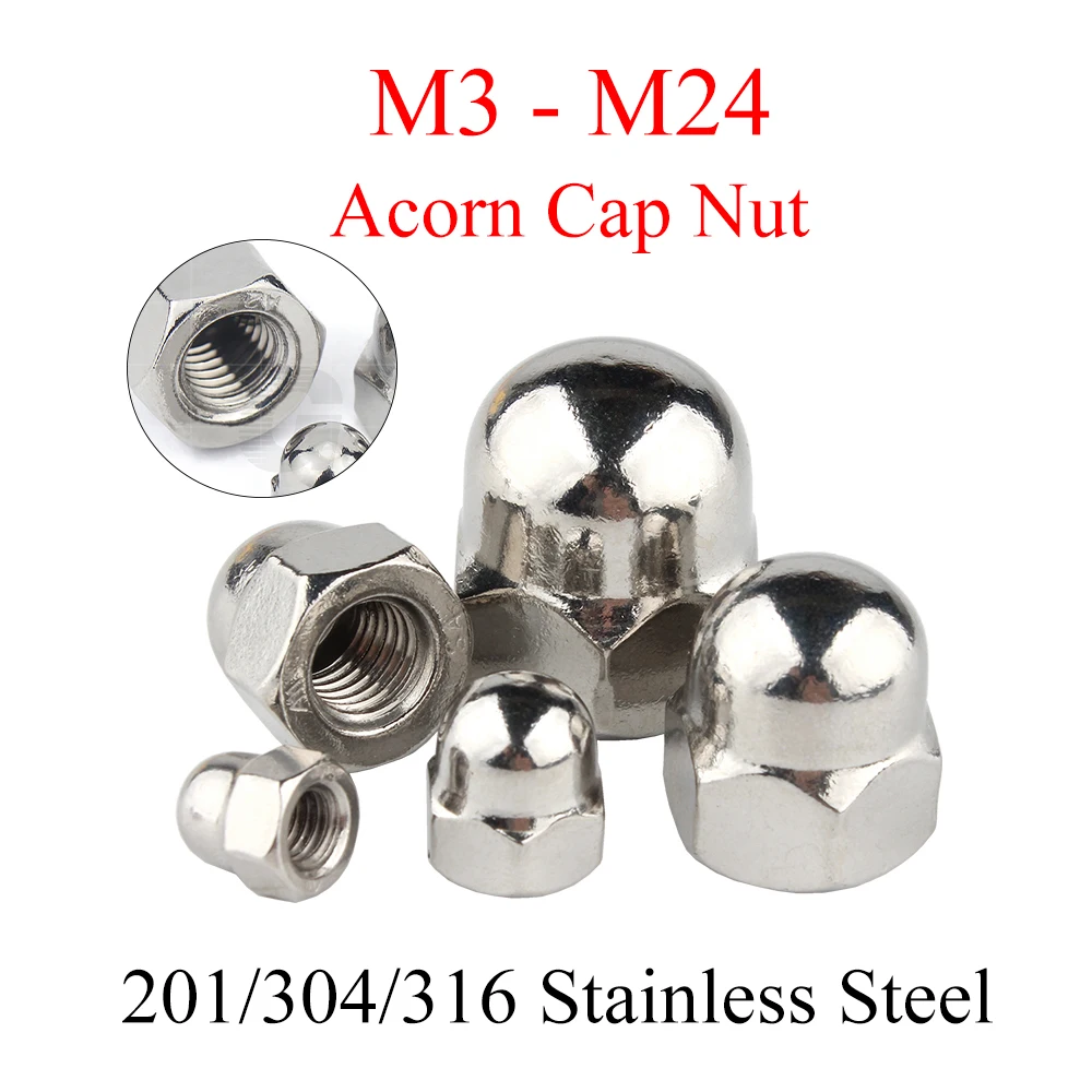 

Acorn Cap Nut M3 M4 M5 M6 M8 M10 M12 M14 M16 M18 M20 M22 M24 201/304/316 Stainless Steel Dome Cap Blind Nuts