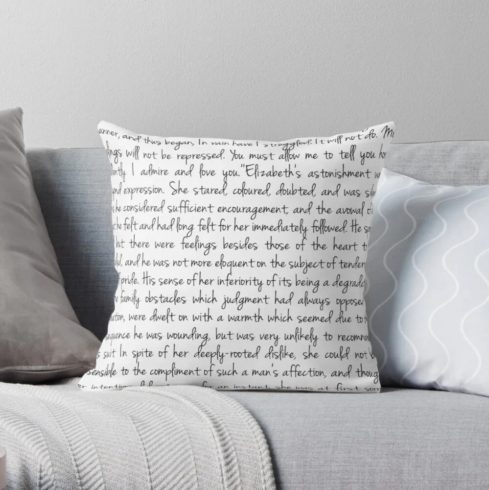 

Pride and Prejudice text Throw Pillow Christmas Pillows