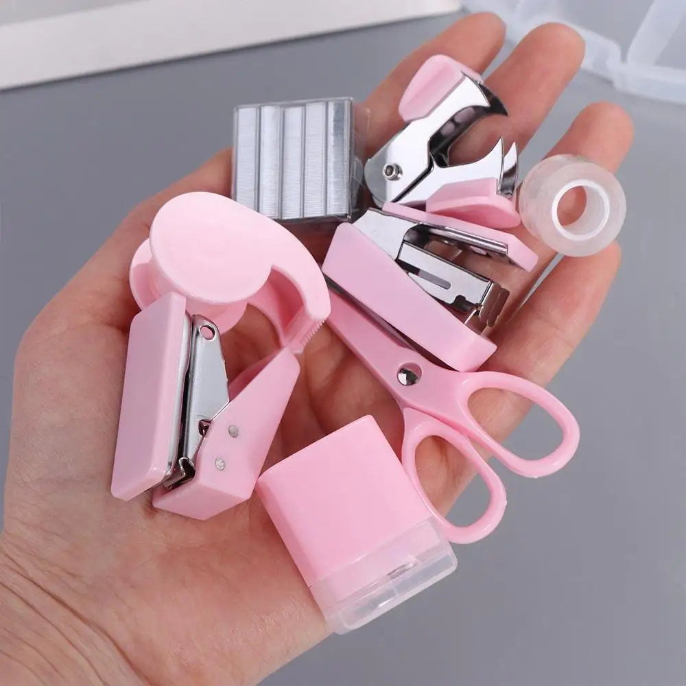 Scrapbooking Mini Stapler Staple Punch DIY Crafts Albums Stationery Tools Set Handcraft Punch Machine Kit Office Supplies