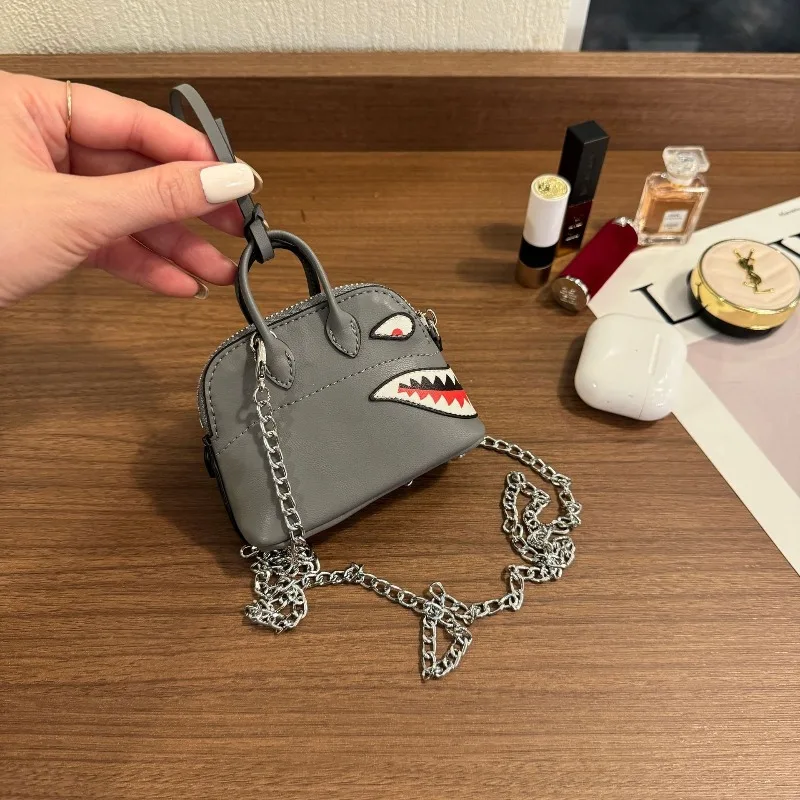 Cute Mini Shark Bag Charm Genuine Leather Car Hanging Ornament Pendant Keychain Purse Accessory Gift Unisex Women Men