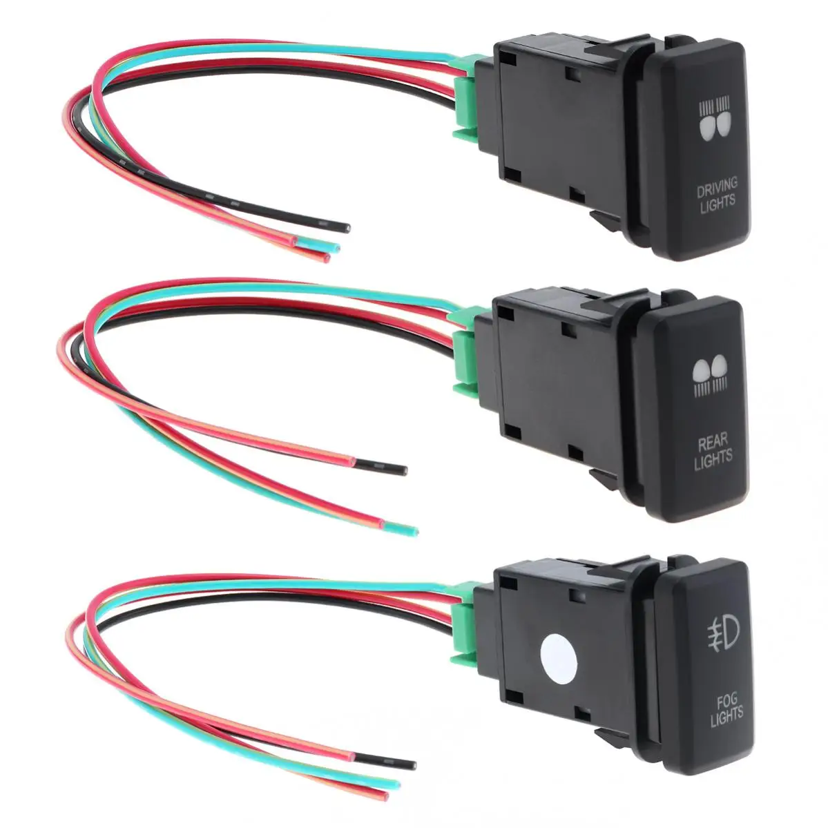 12V Connector Wire Kit Car ON/Off Push Button Switch Fit for Toyota Hilux / Prado 120 with Blue Backlight