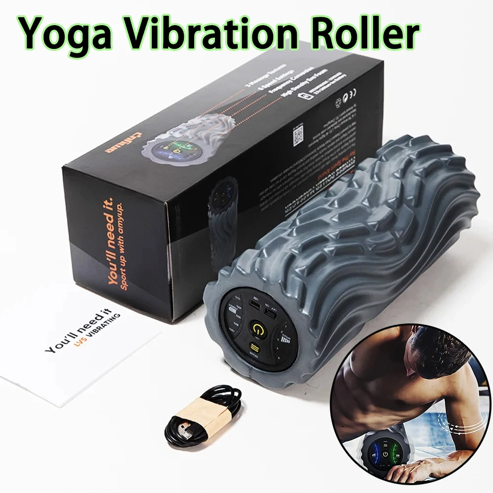 

36 см пенопластовый вал, электрический пенопластовый валик, оборудование для фитнеса, массажа, вибрация, 4 скорости, глубокое расслабление мышц, USB перезаряжаемый инструмент для спортзала