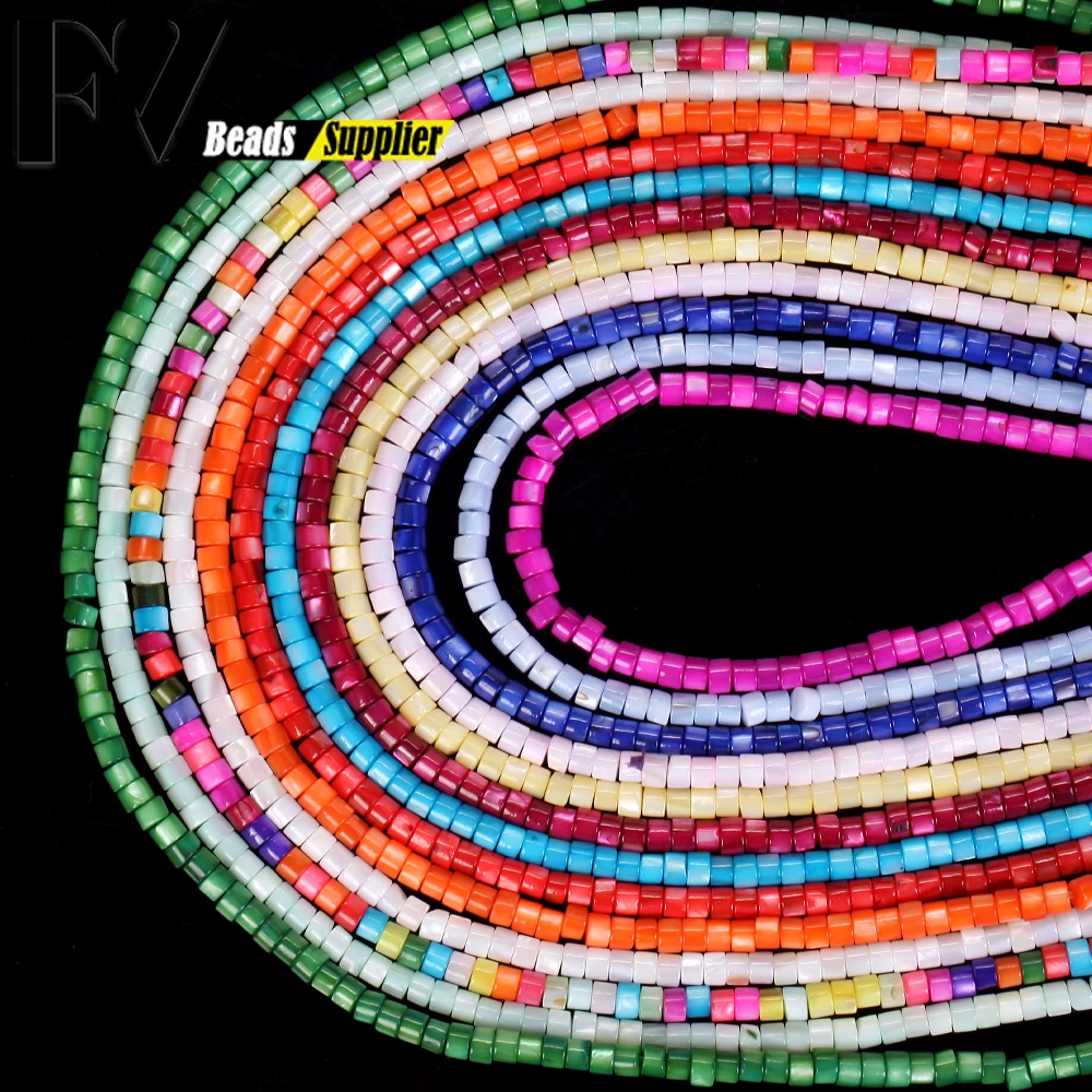 3x4mm Colorful Natural Shell Beads Cylindrical Mother of Pearl Spacer Beads For Jewelry Making DIY Bracelet Necklace Accessories